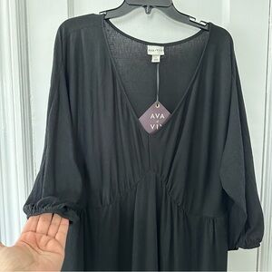 Ava & Viv Black Flowy Guazy Shift Dress Size 1X 18